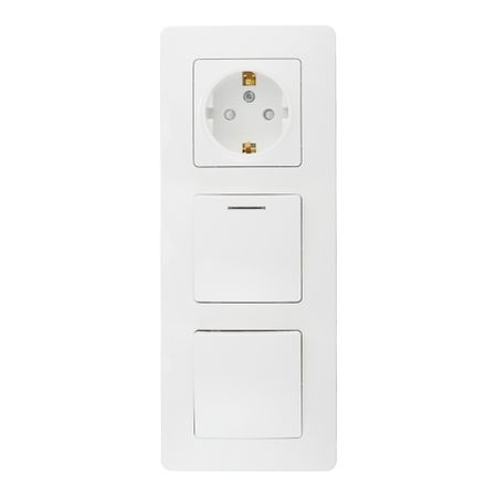 Блок выключатель и розетка Systeme Electric Blanca двухклавишный встраиваемый белый с подсветкой (BLNBS101111)
