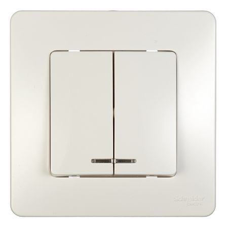 Выключатель Systeme Electric Blanca двухклавишный встраиваемый молочный с подсветкой (BLNVS010512)