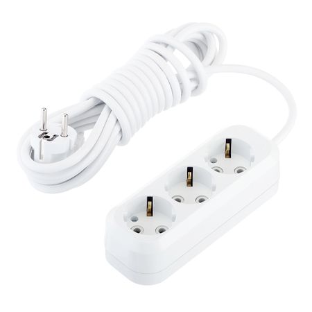 Удлинитель Makel 3 розетки 5 м ПВС 3х1 кв.мм 16 А 2,2 кВт белый (MGP134) универсальный вращающийся удлинитель для смесителя