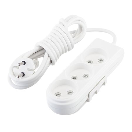 Удлинитель Makel 3 розетки 3 м ПВС 2х0,75 кв.мм 10 А 2,2 кВт белый (N3010041) универсальный вращающийся удлинитель для смесителя