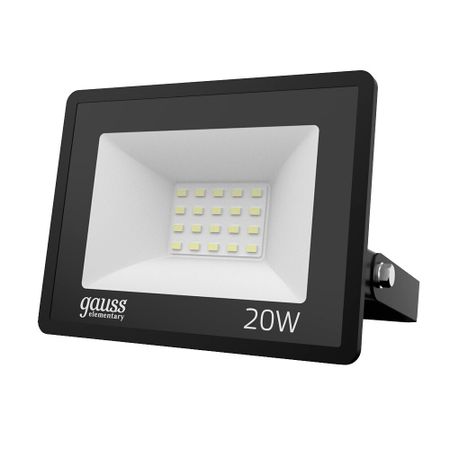 Прожектор светодиодный Gauss Elementary ДО-20 6500К 20 Вт IP65 черный прожектор gauss portable 10вт led 700лм 6500к ip44 зеленый power bank
