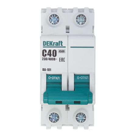 Автоматический выключатель модульный Dekraft ВА-101 2P 40А тип C 4,5 кА 220 В (11070DEK) автоматический выключатель модульный dekraft ва 201 2p 100а тип c 10 ка 220 в 13006dek