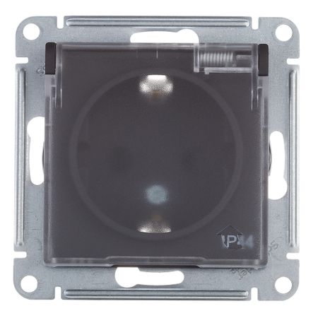 Розетка Systeme Electric AtlasDesign Aqua встраиваемая карбон со шторками с крышкой (ATN441046)