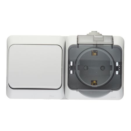 Блок переключатель и розетка Systeme Electric Этюд одноклавишный накладной серый (BPA16-246C) планинг дат 2026г 64л 160x90 мм explore серый иск кожа карманный тв переплет тонир блок тисн фольгой скругл углы ляссе