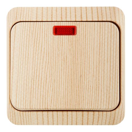 Выключатель Systeme Electric Этюд одноклавишный накладной сосна с подсветкой (BA10-005D)