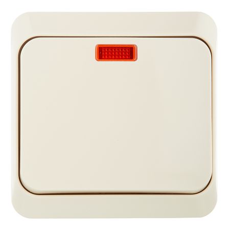 Переключатель Systeme Electric Этюд одноклавишный накладной кремовый с подсветкой (BA10-007K)