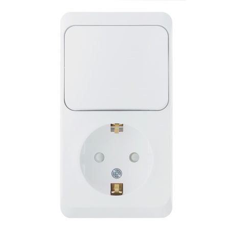 Блок выключатель и розетка Systeme Electric Этюд одноклавишный накладной белый (BPA16-201B) блок куб 90 90 45 белый пласт бокс