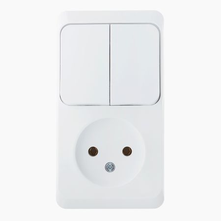 Блок выключатель и розетка Systeme Electric Этюд двухклавишный накладной белый (BPA16-205B) блок куб 90 90 45 белый пласт бокс