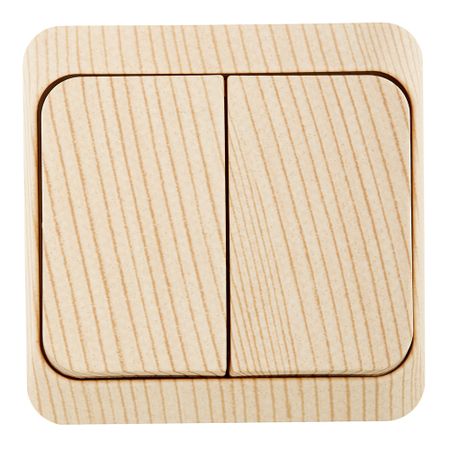 Выключатель Systeme Electric Этюд двухклавишный накладной сосна с подсветкой (BA10-006D)