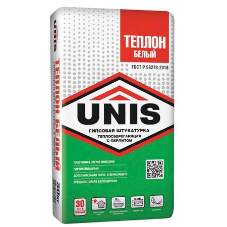 Штукатурка гипсовая Unis Теплон белая 30 кг