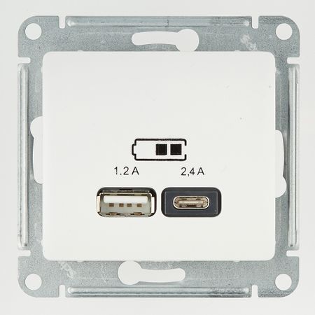 Розетка USB Systeme Electric Glossa встраиваемая белая USB-A/ Type-C (GSL000139)