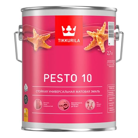 Эмаль алкидная Tikkurila/Tikkivala Pesto 10 база A матовая 2,7 л