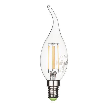 Лампа светодиодная филаментная Navigator E14  2700К 6 Вт 650 Лм 220 В свеча на ветру прозрачная