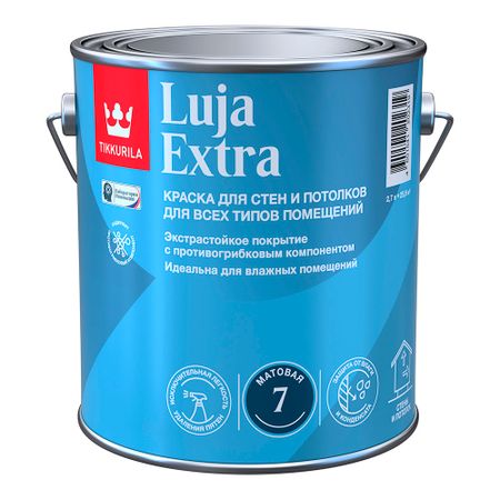 Краска моющаяся Tikkurila/Tikkivala Luja Extra матовая база С бесцветная 2,7 л