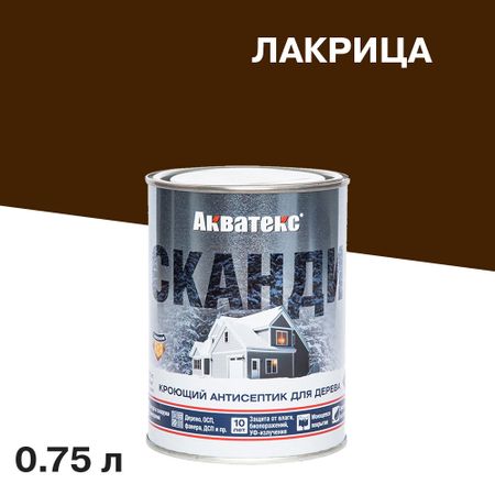 Антисептик Акватекс Сканди кроющий декоративный для дерева лакрица 0,75 л