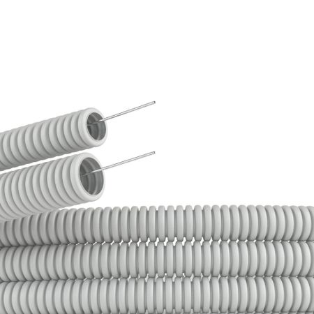 Труба гофрированная ПВХ 16 мм DKC легкая с зондом серая (100 м) (91916)