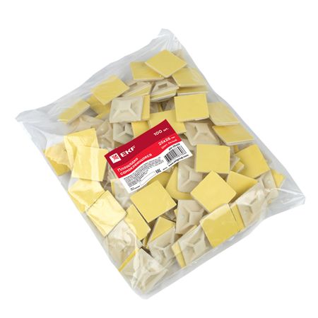 Площадка для крепления стяжек EKF PROxima 25х25 мм самоклеящаяся белая (100 шт.) (plc-25х25)