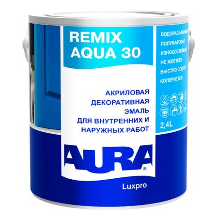 Эмаль акриловая Aura Remix Aqua 30 основа TR бесцветная полуматовая 2,4 л делегированное законодательство в правовой системе европейского союза теоретико правовое исследован