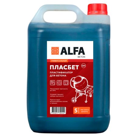 Добавка пластификатор для бетонов и растворов АльфаБетон Пласбетон универсальная 5 л
