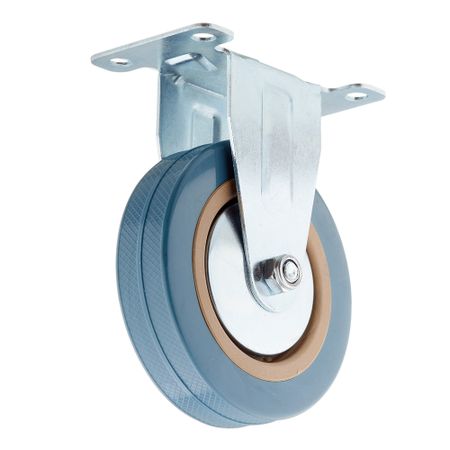 Опора колесная неповоротная пластик/резина на площадке 100 мм серая (1 шт.) опора двухколесная с винтом m10 d50 мм со стопором серая ok 50 2 ct gr