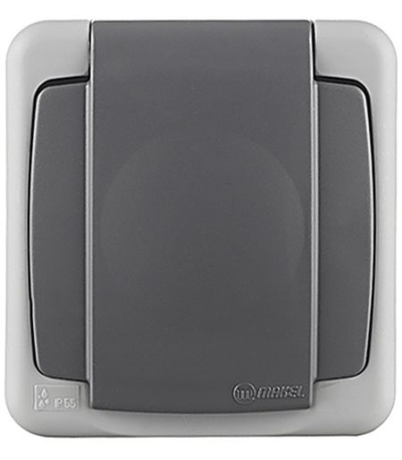 Розетка Makel накладная серая с крышкой (36064099)