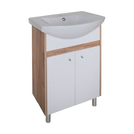 Тумба под раковину АСБ-Мебель Альпина 50 см напольная дуб золотой/белая (11780)