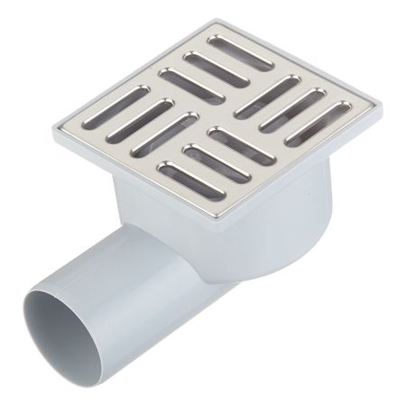 Трап душевой горизонтальный АНИ пласт с сухим затвором 100х100 мм d50 мм решетка из нержавеющей стали (TQ5102)