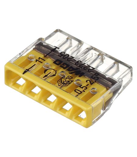 Клемма на 5 проводов Wago 0,5-2,5 кв.мм самозажимная без пасты (100 шт.) (2273-205/2668)