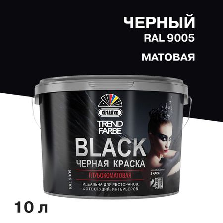 Краска моющаяся Dufa Trend Farbe Black черная RAL 9005 10 л