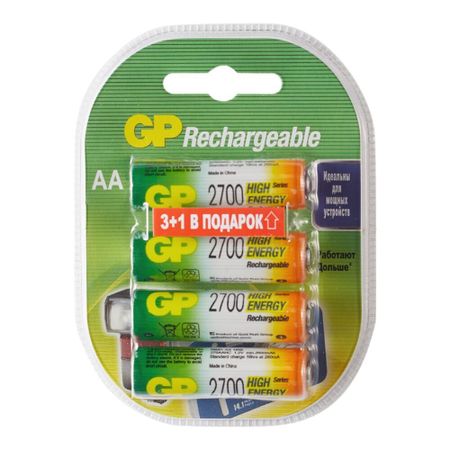Аккумулятор GP Batteries АА пальчиковый LR6 1,2 В 2700 мАч (4 шт.) сергей анатольевич гордиенко пальчиковый театр репка