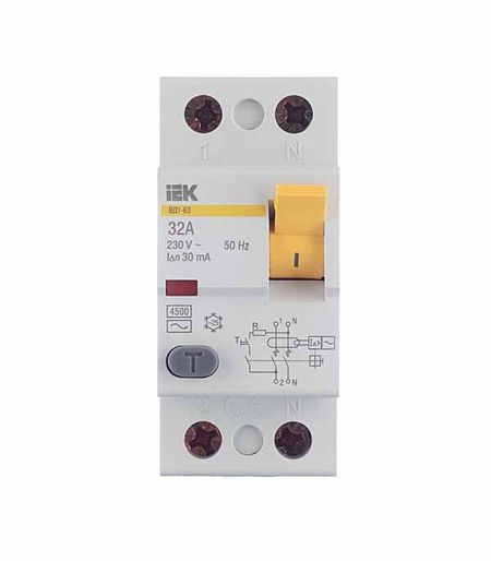 УЗО IEK Karat ВД1-63 32А 1P+N тип AC 30 мА 4,5 кА (MDV10-2-032-030)
