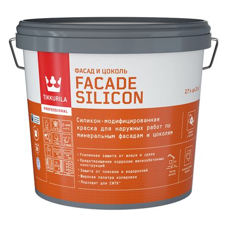 Краска фасадная Tikkurila/Tikkivala Facade Silicon силикон-акриловая база VVA белая 2,7 л краска акриловая перламутровая белая 40мл луч