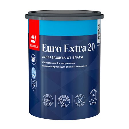 Краска моющаяся Tikkurila/Tikkivala Euro Extra 20 база С бесцветная 0,9 л