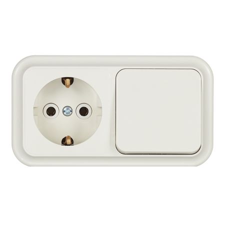 Блок выключатель и розетка Svet одноклавишный накладной бежевый (EV0362-5122)