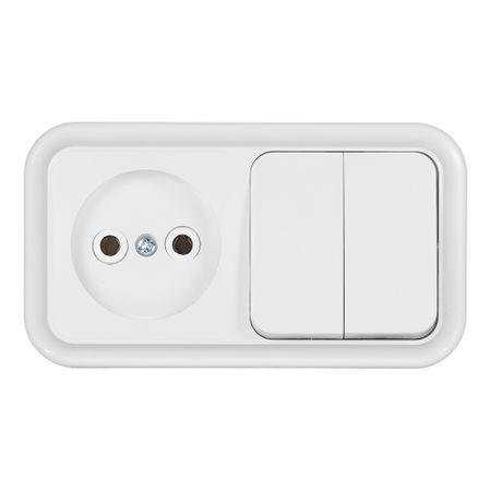 Блок выключатель и розетка Svet двухклавишный накладной белый (EV0362-5240) блок куб 90 90 45 белый пласт бокс