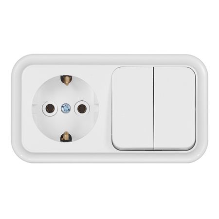 Блок выключатель и розетка Svet двухклавишный накладной белый (EV0362-5220) блок куб 90 90 45 белый пласт бокс