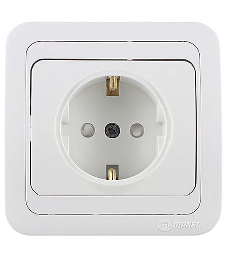 Розетка Makel Mimoza встраиваемая белая со шторками (12058)