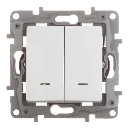 Выключатель Legrand Etika двухклавишный встраиваемый белый с подсветкой (672204)