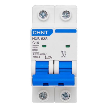 Автоматический выключатель модульный Chint NXB-63S 2P 16А тип C 4,5 кА 400 В (296788 Chint) chint nb1l rcbo тип a 10a 16a 32a 40a 30ma автоматический выключатель остаточного тока с магнитной защитой от перегрузки по току
