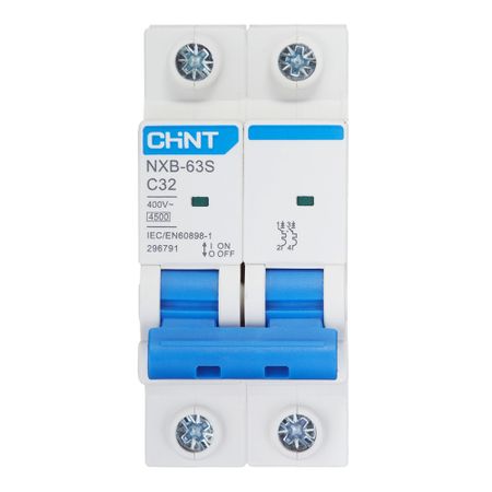 Автоматический выключатель модульный Chint NXB-63S 2P 32А тип C 4,5 кА 400 В (296791 Chint) chint nb1l rcbo тип a 10a 16a 32a 40a 30ma автоматический выключатель остаточного тока с магнитной защитой от перегрузки по току