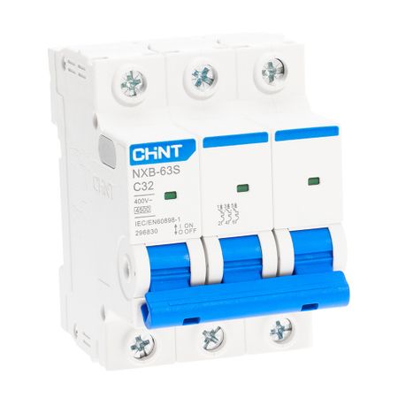 Автоматический выключатель модульный Chint NXB-63S 3P 32А тип C 4,5 кА 400 В (296830 Chint) chint nb1l rcbo тип a 10a 16a 32a 40a 30ma автоматический выключатель остаточного тока с магнитной защитой от перегрузки по току