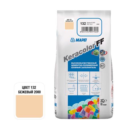 Затирка цементная Mapei Keracolor FF 132 бежевая 2 кг расход материалов на отдельные виды общестроительных и специальных работ справочник