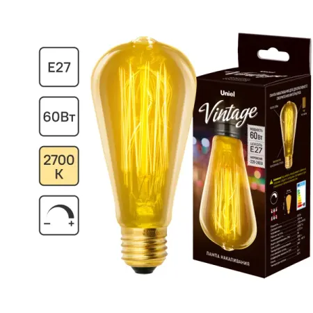 Лампа накаливания Uniel Vintage конус E27 60 Вт 300 Лм свет тёплый белый