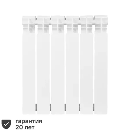 Радиатор секционный Тепломир Bimetal 500/100 6 секций боковое подключение биметалл белый