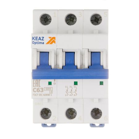 Автоматический выключатель модульный КЭАЗ OptiDin 3P 63А тип C 6 кА 380 В (260802) управление программами строительства подземных объектов