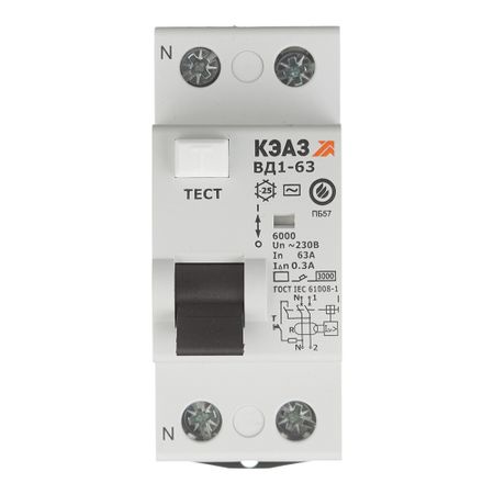 УЗО КЭАЗ OptiDin ВД1-63 63А 1P+N тип AC 300 мА 4,5 кА (221922) александр романович беляев остров погибших кораблей