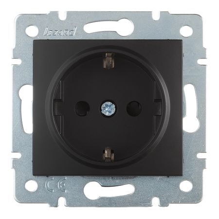 Розетка Lezard Karina встраиваемая черный бархат со шторками (707-4288-124B)