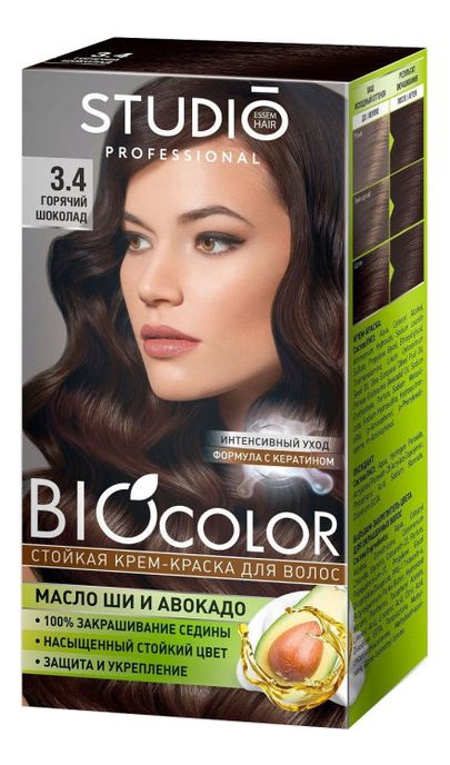 Стойкая краска для волос Biocolor 2*50/15мл: 3.4 Горячий шоколад крем краска для волос biocolor стойкая 90 102 платиновый блондин