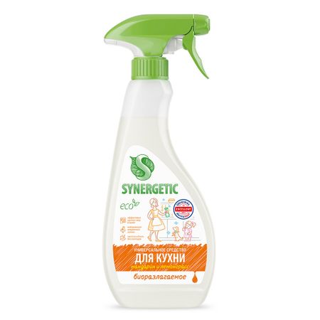 Чистящее средство для кухни универсальное Synergetic Мандарин и лемонграсс, спрей, 0,5 л