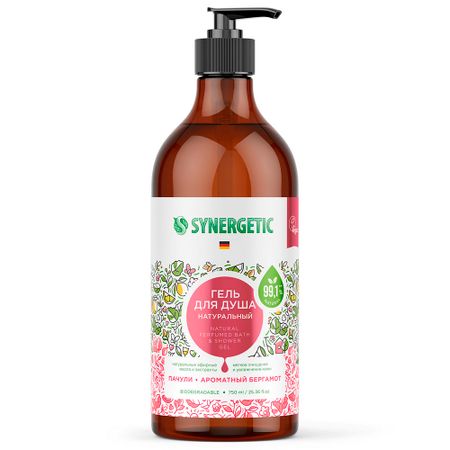 Гель для душа Synergetic Пачули и ароматный бергамот, 750 мл